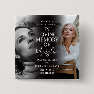 Stylish Funeral Memorial Before & After Photo 2 Inch Square Button