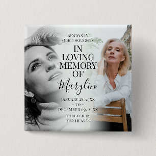 Stylish Funeral Memorial Before & After Photo 2 Inch Square Button