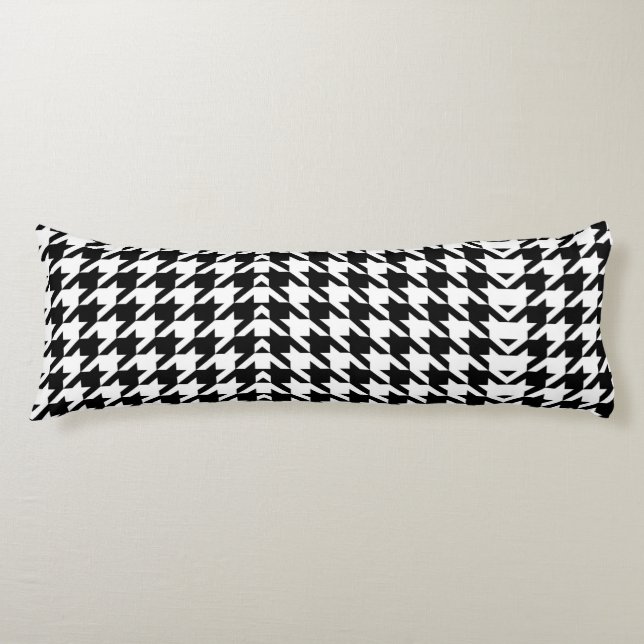 stylish geometric black white houndstooth pattern body pillow (Front)