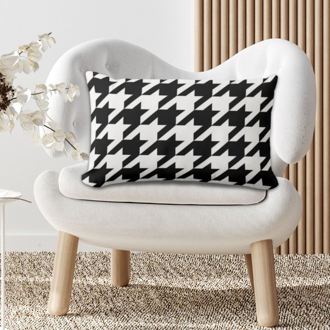 stylish geometric black white houndstooth pattern lumbar pillow (stylish geometric black white houndstooth pattern lumbar pillow)