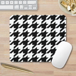 stylish geometric black white houndstooth pattern mouse pad
