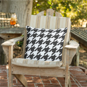 stylish geometric black white houndstooth pattern outdoor pillow