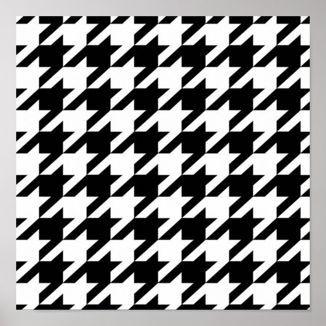 stylish geometric black white houndstooth pattern poster (Front)