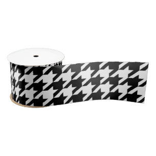 stylish geometric black white houndstooth pattern satin ribbon