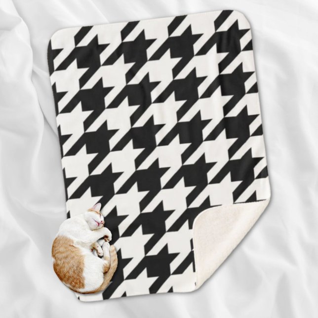 stylish geometric black white houndstooth pattern sherpa blanket (stylish geometric black white houndstooth pattern sherpa blanket)