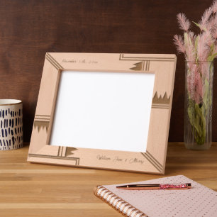 Stylish Geometric Custom Name Wood Laser Etched Frames