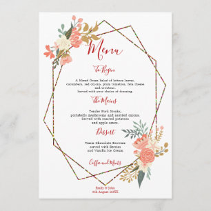 Stylish Geometric Frame Ambrose Florals Wedding Menu