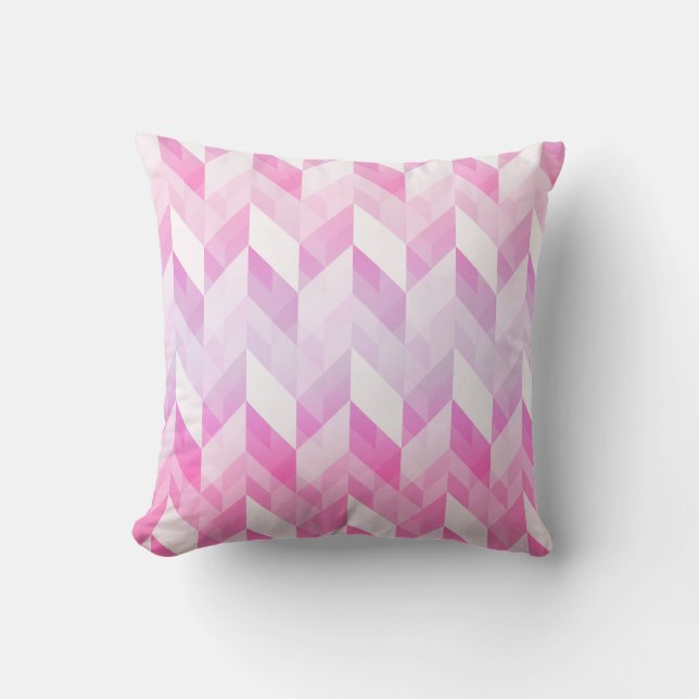 Stylish Geometric Ombre Pink Pattern Throw Pillow (Front)