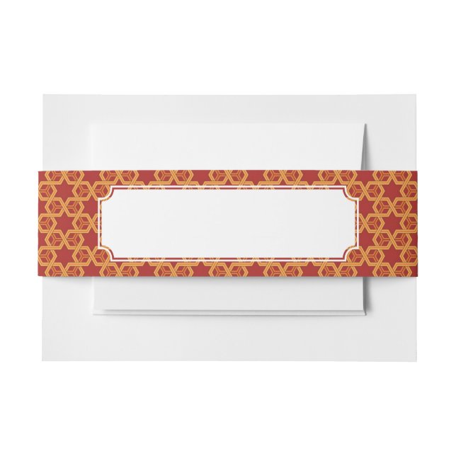 Stylish geometric ornament invitation belly band (Front Example)