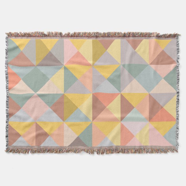 Stylish Geometric Pattern in Earthy Neutral Colour Throw Blanket (Front)