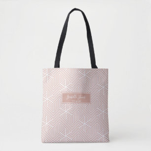 stylish geometric script personalized college tote bag