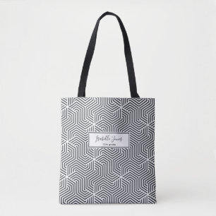 stylish geometric script personalized college tote bag