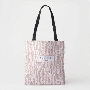 stylish geometric script personalized college tote bag