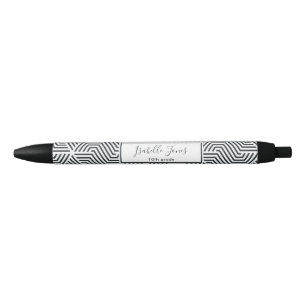 stylish geometric script personalized school  black ink pen