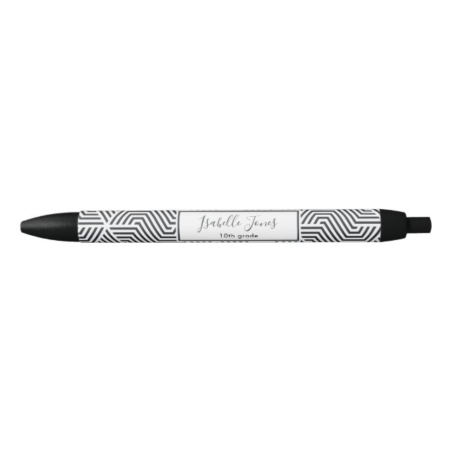 stylish geometric script personalized school  black ink pen (Front)