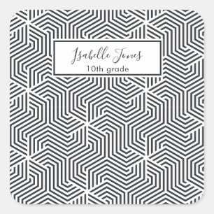 stylish geometric script personalized school iPad Square Sticker