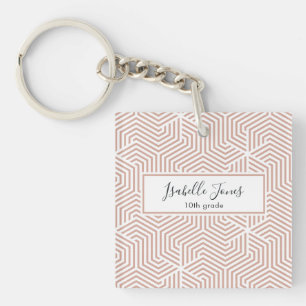 stylish geometric script personalized school  keyc keychain