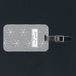 stylish geometric script personalized school luggage tag<br><div class="desc">elegant stylish geometric pattern script personalize with name and class (or a different message)
perfect for school,  college or business</div>