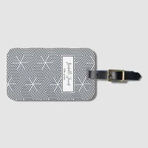 stylish geometric script personalized school luggage tag