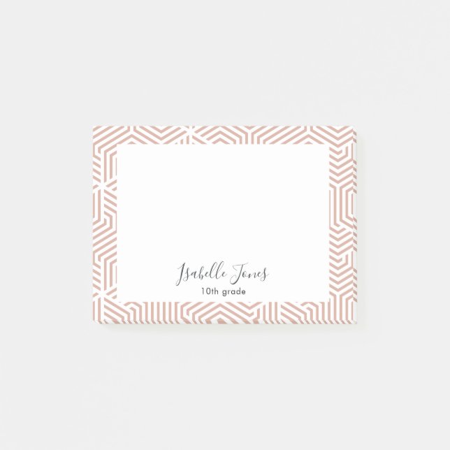 stylish geometric script personalized school   pos post-it notes (Front)