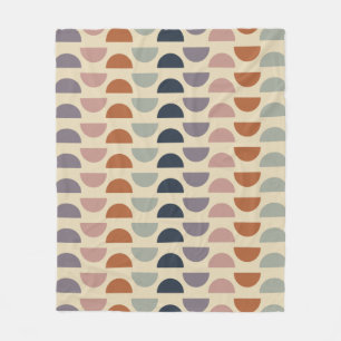 Stylish Geometric Shapes Pattern in Earthy Colours Fleece Blanket