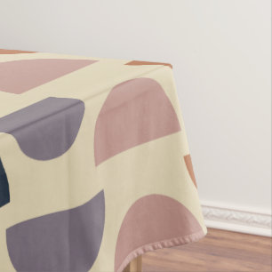 Stylish Geometric Shapes Pattern in Earthy Colours Tablecloth