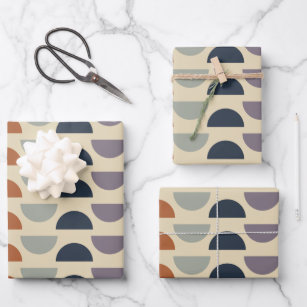Stylish Geometric Shapes Pattern in Earthy Colours Wrapping Paper Sheet