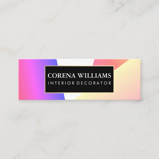Stylish Geometric Vibrant Colour Blocks Mini Business Card (Front)