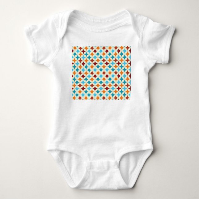 Stylish Geometric: Vintage Seamless Pattern Baby Bodysuit (Front)