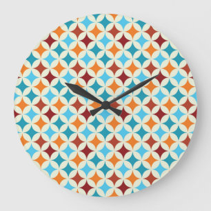 Stylish Geometric: Vintage Seamless Pattern Large Clock