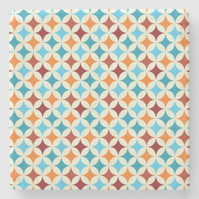 Stylish Geometric: Vintage Seamless Pattern Stone Coaster (Front)