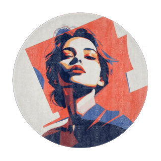 Stylish Geometric Woman Portrait Cutting Board