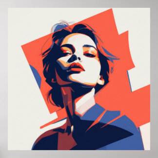 Stylish Geometric Woman Portrait Poster