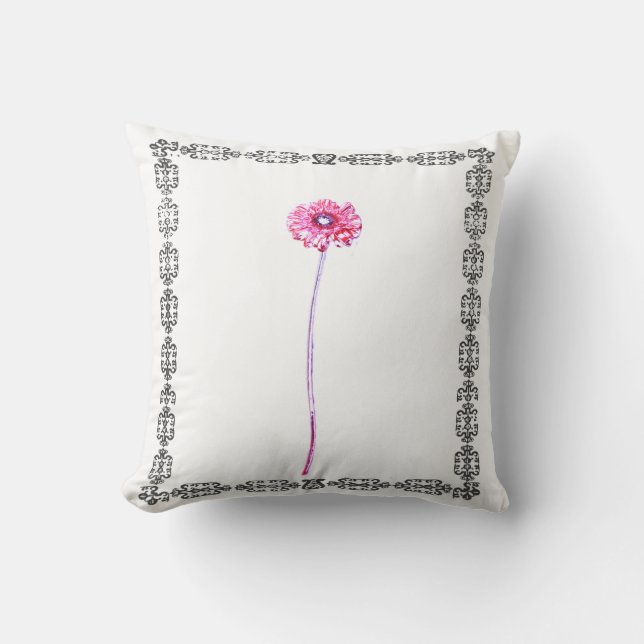 Stylish Gerbera Gerberum Flower Frame Cushion (Front)
