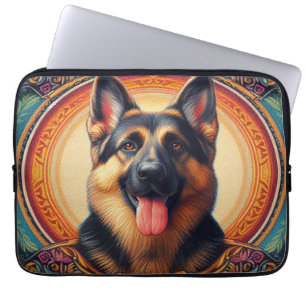 Stylish German Shepherd Dog Colourful Frame Laptop Sleeve