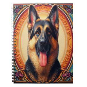 Stylish German Shepherd Dog Colourful Frame Notebook