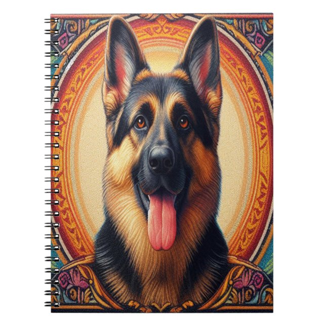Stylish German Shepherd Dog Colourful Frame Notebook (Front)