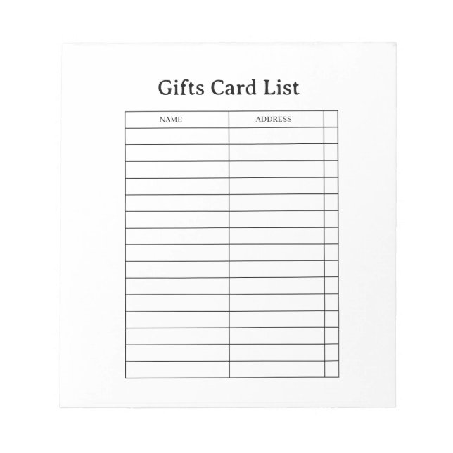 Stylish gifts List Notepad (Front)
