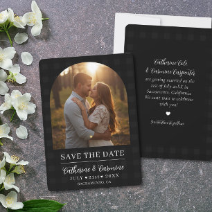 Stylish Gingham Engagement Photo Arch Wedding Save The Date
