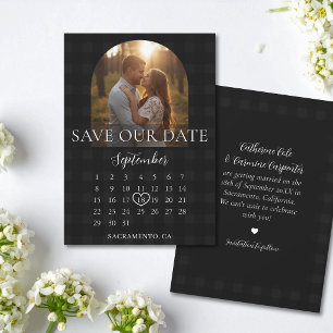 Stylish Gingham Engagement Photo Arch Wedding Save The Date
