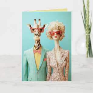 Stylish Giraffe and Woman Invitation