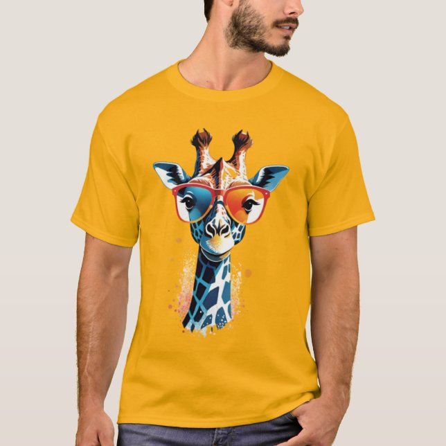 Stylish Giraffe Extravaganza T-Shirt (Front)