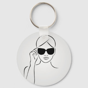 Stylish girl wearing shades keychain