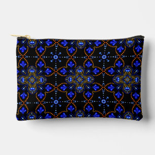 Stylish Girly Blue & Gold Dot Art Mandala Pattern  Accessory Pouch