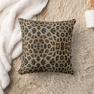 Stylish girly chic leopard fur animal print chic throw pillow