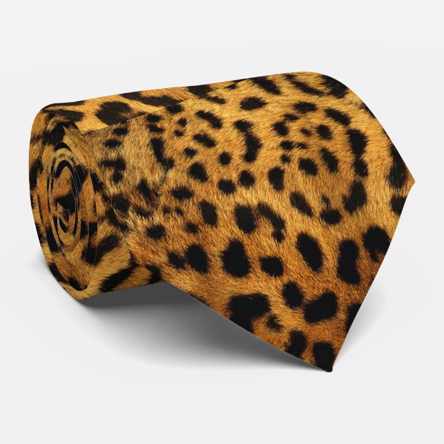 stylish girly chic safari animal print leopard tie (Rolled)