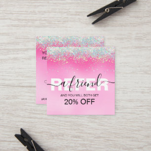 Stylish Girly Dripping Pink Glitter  Referral Card