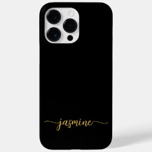 Stylish Girly Minimalist Black Gold Name Script Case-Mate iPhone 14 Pro Max Case