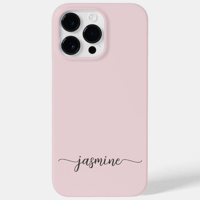 Stylish Girly Minimalist Blush Pink Name Script Case-Mate iPhone Case (Back)