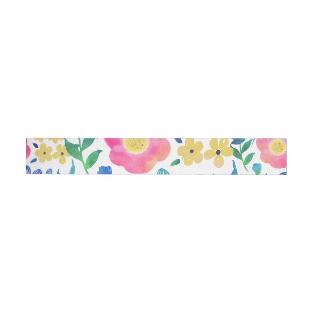 Stylish girly pink flowers hand paint design wrap around label (Individual)
